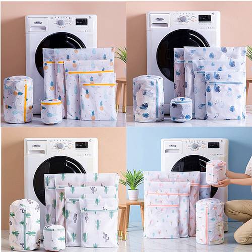 1 Set Zipper Mesh Laundry Bag Washing Machine Dedicated Dirty Wash Bag Underwear Sock Bra Laundry Basket Multi-size Washing Kits