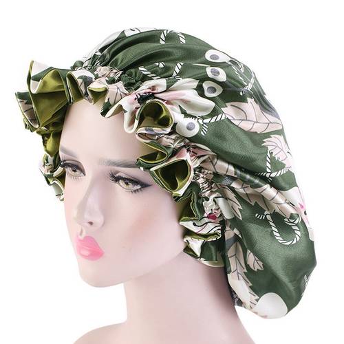 1pcs Satin Bannet Cap Shower Sleep Night Head Cover Bonnet Hat for Curly Springy Hair Beauty Salon Caps Bathing