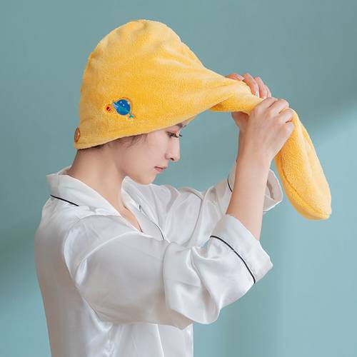 1PC Quickly Dry Hair Hat Shower Cap Bathing Drying Towel Head Wrap Hat for Lady Man Turban Head Wrap Cute Bathroom Products
