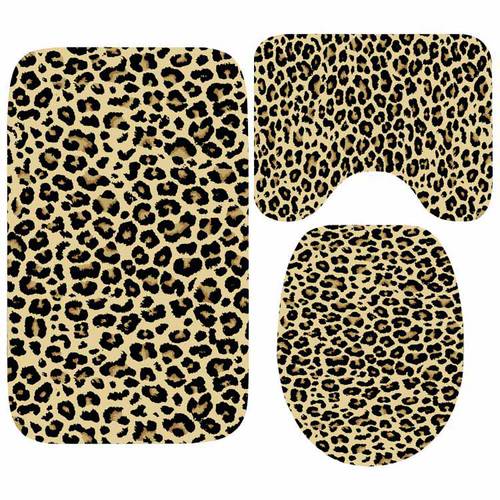 Classic African Style Leopard Bathroom Set Cheetah Leopard Print Mat for Toilet Bathroom Shower Floor Mat Rug Carpets Bath Mats