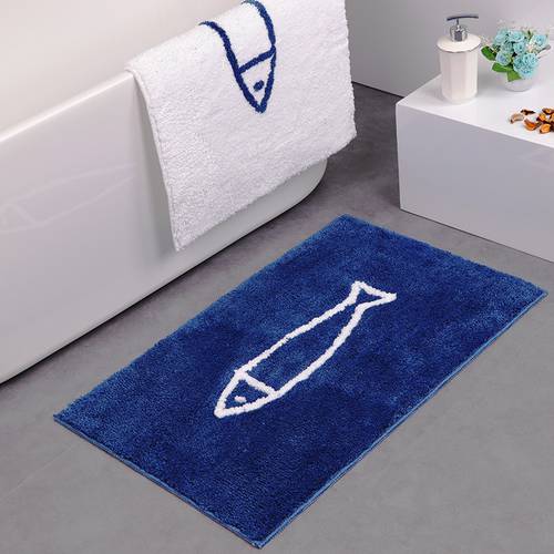 Cartoon fish Bathroom Carpet Non-slip waterproof Bath Mat Water Absorption Rug Shaggy Bathroom kitchen Floor flocking floor mat