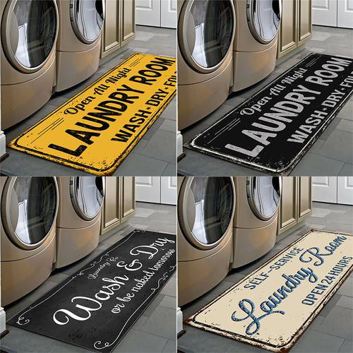 Bath Mat Vintage Grunge laundry Room Words Antique Theme Hipster Plush Bathroom Decor Mat with Non Slip Backing 40X60CM