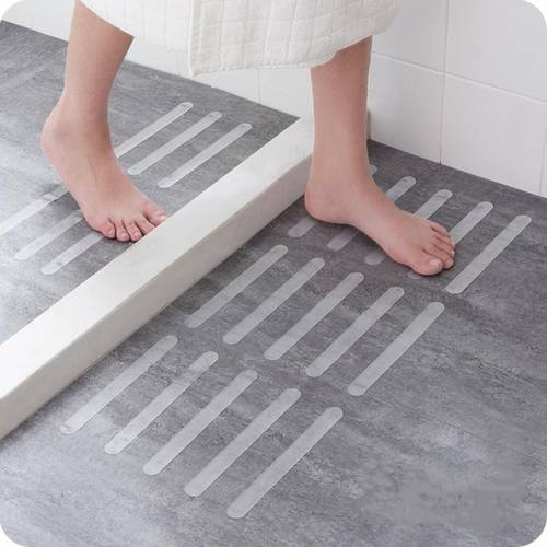 5pcs Stair Steps Anti Slip Tape Self-adhesive Bathroom Shower Rubber Transparent Anti-slip Waterproof Strip Bathroom Supplies