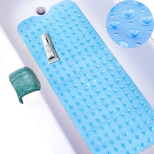 Non-slip Bath Mat Rectangle PVC Anti-skid Bathroom Mats Soft Massage Suction Cup Anti-Bacterial Shower Bath Mat Bathtub Carpet