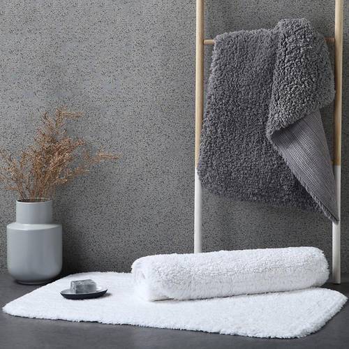 Feet Bath Mat Luxury Hotel Home Cotton Towel Rugs Thick Anti-Slip Bathroom Carpet Solid Gray White Doormat Absorbent Floor Mats