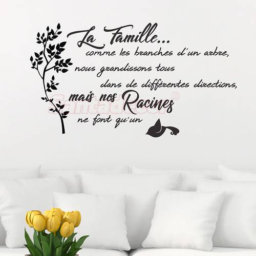 Sticker Citation La Famille Comme Les Branches Vinyl Wall Art Mural Decal Living Room Home Decor Poster House Decoration
