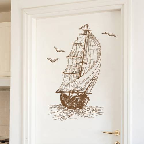 Retro Style Sailing Wall Sticker Bedroom BackDecor For Home Kids Room Decals Art Wallpaper Self-adhesive Poster