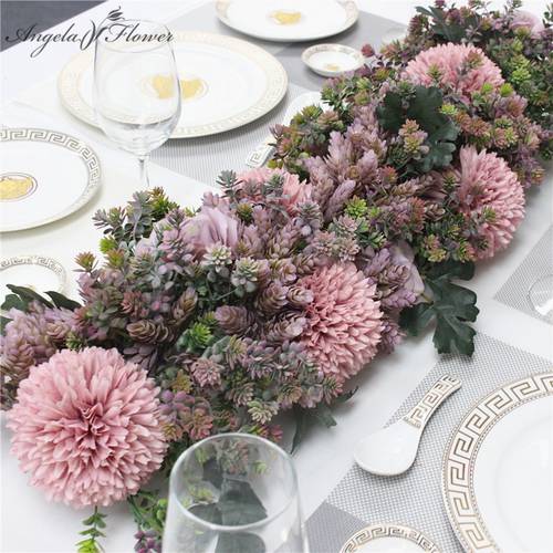 Custom luxury wedding bouquet flower row decor silk artificial flower arrangement room 30cm table centerpieces party placement