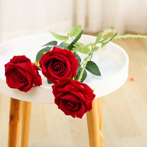 1pc Artificial Rose Branch Wedding Decoration Artificial Flowers Vivid Real Touch Roses Artificial Silk Flower Bride Home Decor