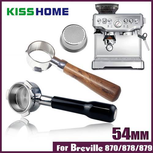 54mm Coffee Bottomless Portafilter For Breville 870/878/880 Filter Basket Stainless Steel Replacement Espresso Machine Accessory