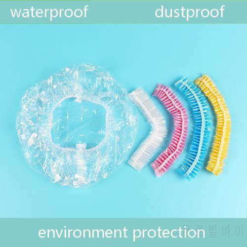 100Pcs Disposable Shower Cap Waterproof Transparent Color Shower Hat Hotel For Travel Home Hair Salon Bathroom Products