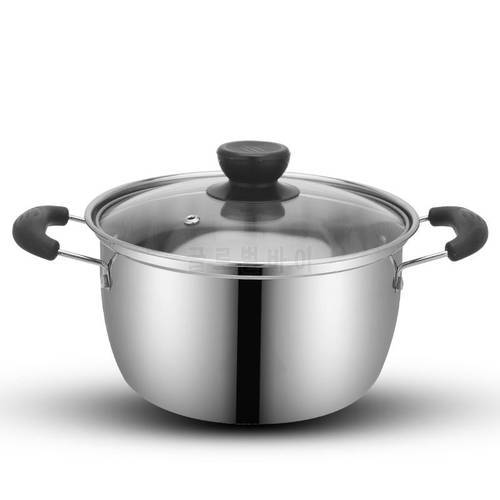 Multifunctional cooking pot, stainless steel soup pot, thickened anti-scalding handle, kitchen steaming pot, tempered glass lid