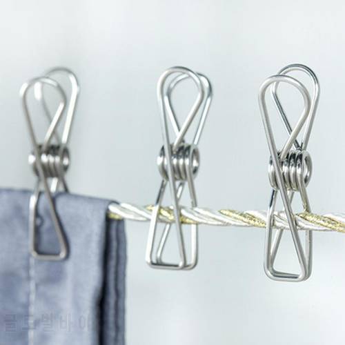 20 Pcs Strong Large Windproof Clip Stainless Steel Clothes Clip Sun Clip Quilt Clip Clothes Small Clip Clothespin