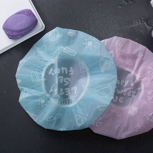 1/5pcs Thickened Reusable Shower Cap Hat Clear kitchen Hair Salon Hotel Bathing Elastic Shower Cap Bathroom Products home Caps