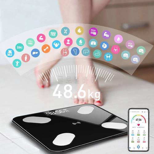 APP Android IOS Body Fat Scale Smart BMI Scale Battery Powered LED Digital Bathroom Wireless Weight Scale Balance bluetooth