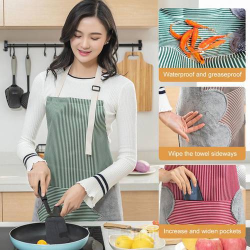 Home Cooking Kitchen Apron Side Wipes Waterproof Adjustable Buckle Oxford Cloth Big Pocket Apron Kitchen Tool Dropshipping