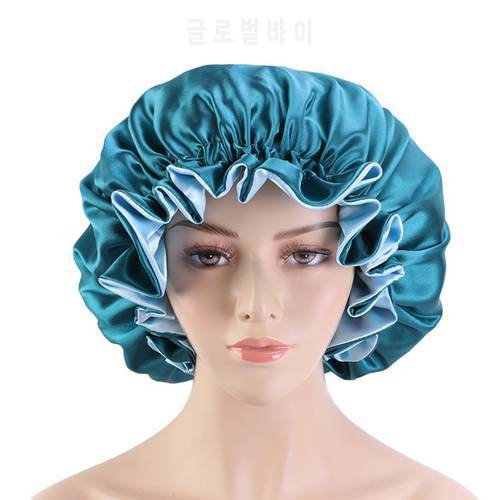 Extra Large Satin Sleep Cap High Quality Bathroom Shower Cap Protect Hair Bonnet Nightcap Double Layer