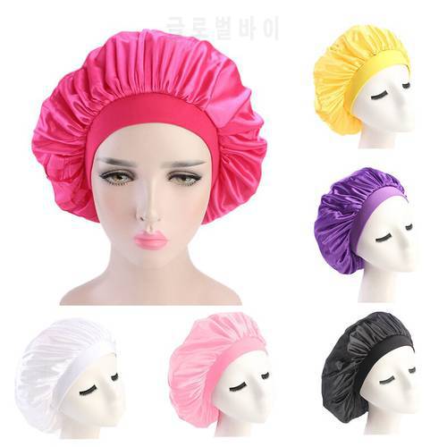 10PC Satin Bonnet wide band Silky bonnet Hair Cover Comfortable Night Sleep Cap Ladies Soft Silk Bonnet Cap Hair Accessories