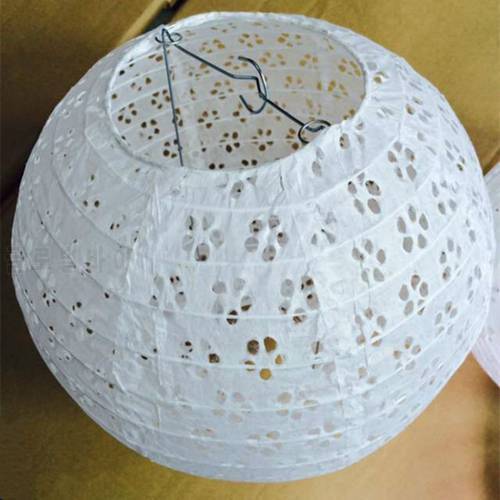 Festival Supplies White Hollow Chinese Paper Lanterns 4-6-8-10-12-14-16 Inch For Party and Wedding Decoration Hanging Paper Ball