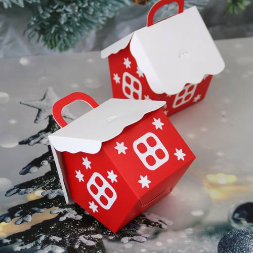 10pcs Christmas Candy Box Bags Santa Claus Gift Box DIY Cookie Packaging Bag Merry Christmas Party Decoration New Year Kids Gift