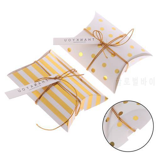 10pcs Promotion Pillow Shape Kraft Jewelry Candy Box Craft Paper Wedding Favor Gift Boxes Pie Party Box Bags