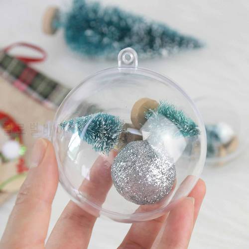 10pcs 4/5/6/7cm Transparent Ball Open Plastic Clear Bauble Ornament Christmas Party Hanging Pendant Gift Package Supplies