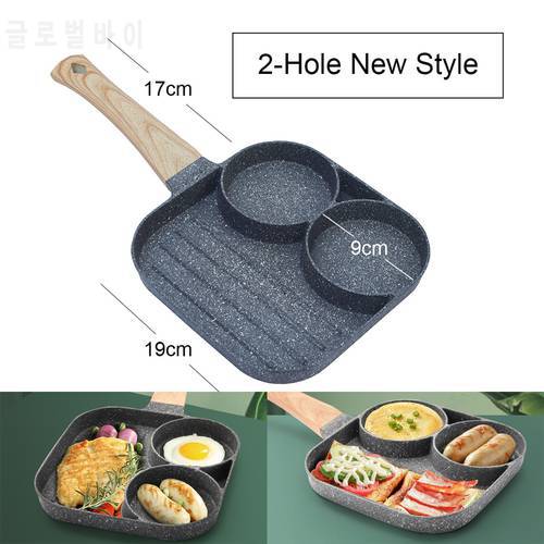 4-Hole 2-Hole Frying Pot Pan Thickened Omelet Pan Non-stick Pancake Steak Cooking Egg Ham Pans Breakfast Maker Cookware