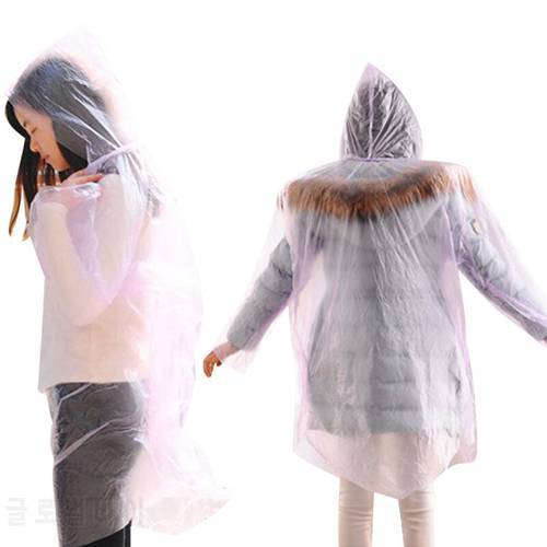 1PC Disposable Raincoat Transparent Adult Emergency Waterproof Poncho Outdoor Hiking Mountain Travel Impermeable Hoodie Rainwear