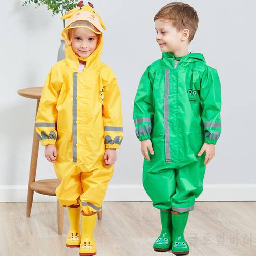 Kids Raincoat Rain Pants Waterproof Outdoors Clothing Cartoon Children Jumpsuit Hooded Kids Ponchos Rainwear Raincover Boys Girl