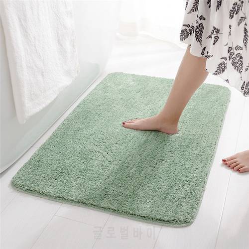 Doorway Bathroom Rug Non-Slip Soild Bath Mat Rectangular Absorbent Bathroom Carpet Soft Feet Comfortable Microfiber Indoor Rug