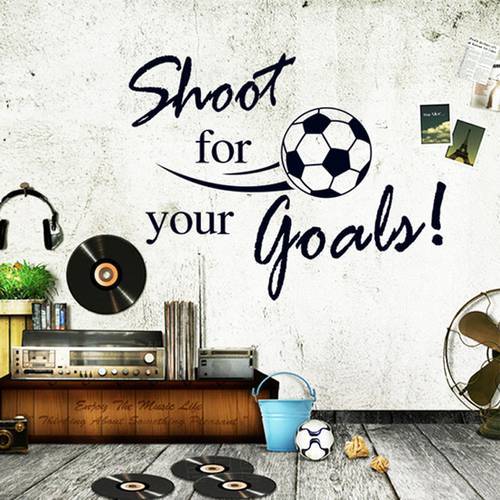 flying football Shoot for Your Goal wall sticker English Letters home decals stickers for Kids Room living room decor mural
