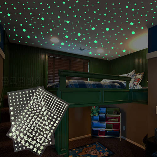 202 Pcs/Set 3D Bubble Luminous Stars Dots Wall Stickers Kids Room Bedroom Home Decoration Decals Glow In The Dark DIY Wallpaper
