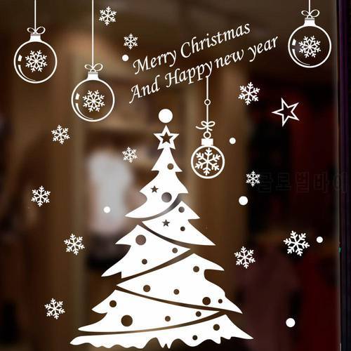 Christmas tree decoration glass window wall sticker wall decals festival home decor happy new year stickers wallpaper