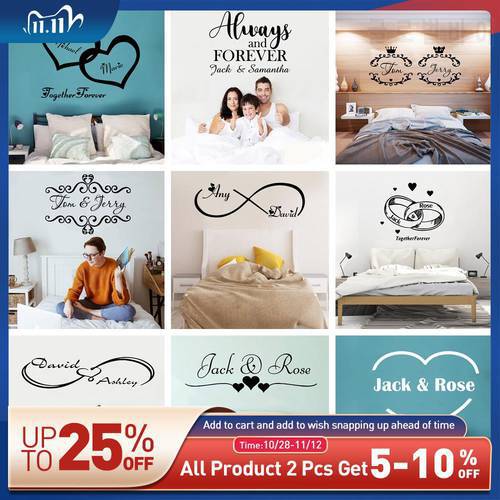 Personalized custom name vinyl wall sticker loving heart Home Decor Decal For bedroom Decor wallpaper Art Decals