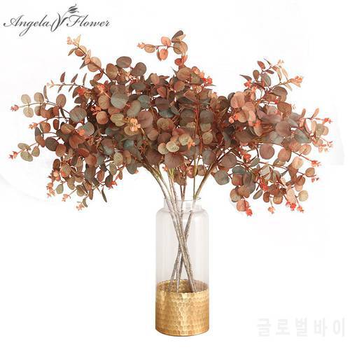 Autumn Style Eucalyptus Leaf Indoor Simulation Silk Plants Fake Flowers Branch Potted Home Party Table Vase Floral Rack Decor