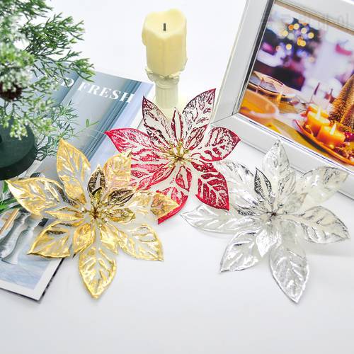 5PCS Christmas Decoration Artificial Flower Flash Artificial Flower DIY Wedding Wreath Tree Decoration Decoration Home