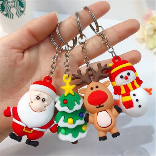 Merry Christmas Navidad 2023 Christmas Decoration Santa Claus Elk Snowman Keychain 2022 New Year Decoration Xmas Noel Gift Kerst