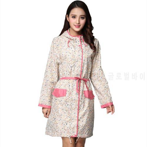 FreeSmily fashion adult female Japanese Korean style cute windbreaker raincoat white small floral red edge ultra thin belt