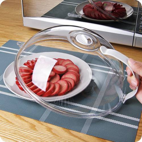Household Microwave Oven Transparent Heating Anti-Sputtering Cover Kitchen Refrigerator Food Plastic Sealing Lid With Handle