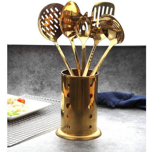 Gold Utensil Stainless Steel Cooking Tool Shovel Cookware Spoon Spatula Cooker Kitchen Tool Ladle Soup Spoon 1 Piece