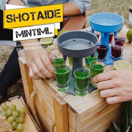 Mintiml Shotaide 6 Shot Glass Dispenser and Holder/Carrier Caddy Liquor Dispenser Party Gifts Drinking Games Shot Glasses