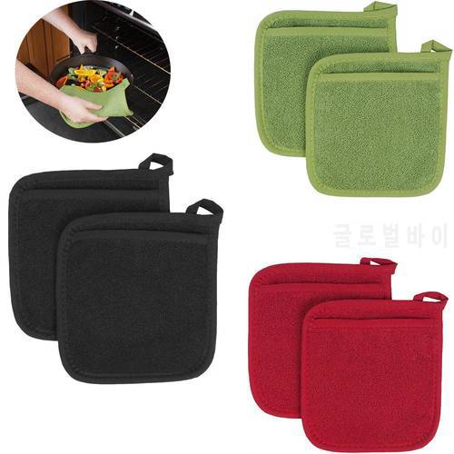 3 In 1 Pot Holders Insulation Glove Cotton Terry Microwave Gloves Kitchen Potholder Mat for Cooking BBQ Gloves Oven Mitts Baking