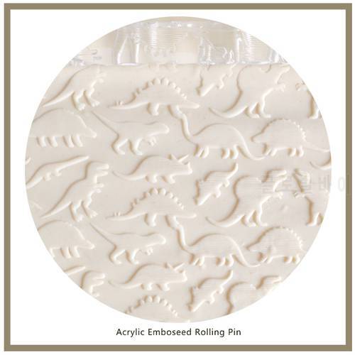 Sugarcraft Tools Pie Crusts Pastry Dough Gum-Paste Sugar Cookies 3D Mini Embossed Rolling Pins With Dinosaur Pattern