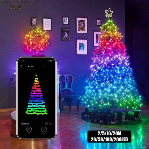 Bluetooth LED String Lights Christmas Tree Decor Merry Xmas For Home 2022 USB Smart Lamp Navidad Noel Gifts New Year Decorations