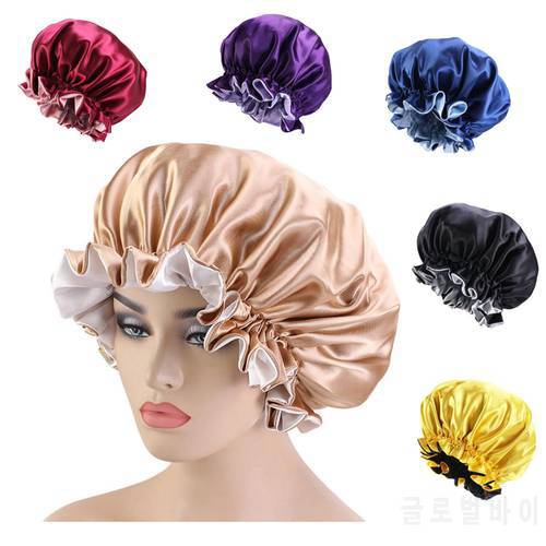 Bonnet Satin Cheveux Nuit New Women Bonnet En Silky Bonnet Sleep Night Cap Head Cover Bonnet Hat for For Curly Springy Hair