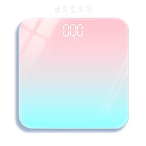 180KG Gradients Pink Color Bathroom Scales Floor Digital Scale Body Weight Glass LED Smart Scales Electronic Balance Body Scale