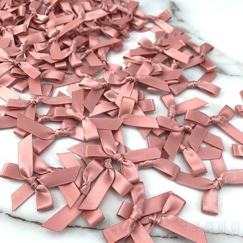 (200 pcs) fresh pink ribbon bows Small size Polyester Satin ribbon Bow Flower DIY Craft Decoration
