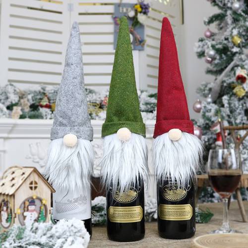 2020 Christmas Santa Claus Snowman Christmas Faceless Doll Wine Bottle Set Wine Bottle Cover Xmas Tree Decoration 2021 Navidad