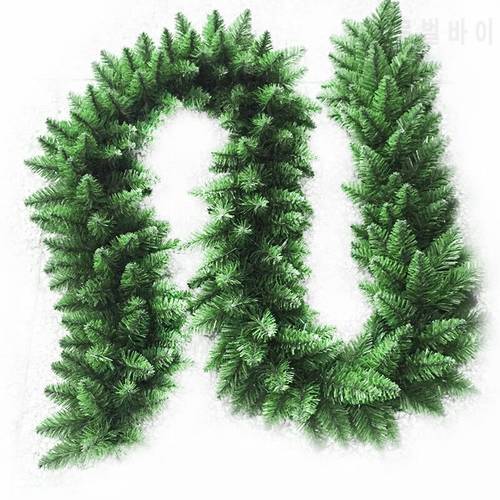 2.7m Artificial Green Christmas Garland Wreath Xmas Home Party Christmas Decoration Pine Tree Rattan Hanging Ornament For Kids