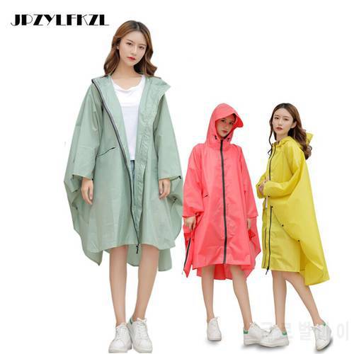 Fashion Women men EVA Transparent Raincoat Portable Outdoor Travel Rainwear Waterproof Camping Hooded Ponchos Plastic Rain Cover